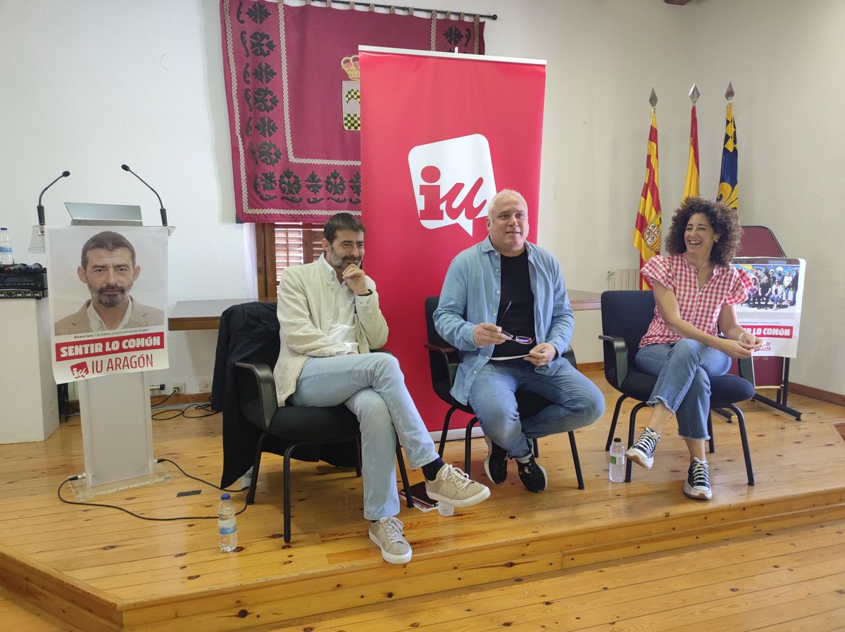 iu_aragon's tweet photo. Esta mañana José Ángel @miramon70, Candidato a la Alcaldía, y Elena García @paharos, Candidata a las Cortes de Aragón, han recibido a @Asanzr en #TorresDeBerrellén con planes para mejorar la vida en la Comarca #RiberaAltaDelEbro #SentirLoComún https://t.co/QqV7DknAW9