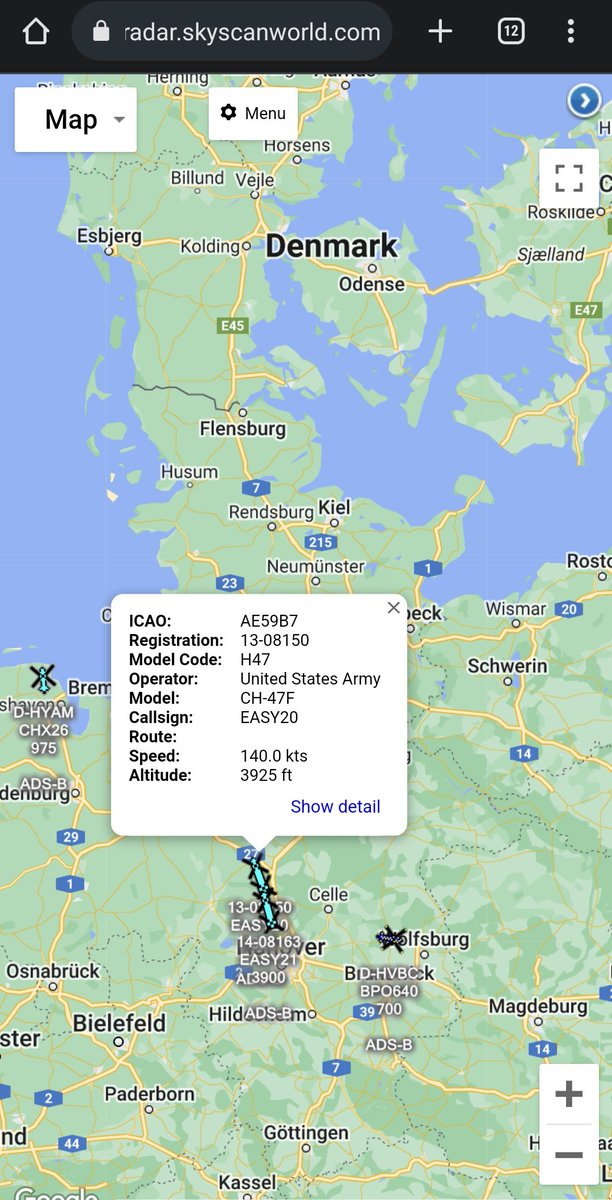 scan_sky's tweet photo. #EASY Flight Departed Illesheim Army Airfield π©πͺ & Likely Heading To Denmark π©π° To Be Shipped Back To CONUS πΊπΈ
4 x US Army πΊπΈ CH-47Fs:
#EASY20 - 13-08150
#EASY21 - 14-08163
Also #EASY22/#EASY23.
Atlantic Resolve Rotations Usually Pass Through Esbjerg Docks π©π° https://t.co/91HwKEBW5O