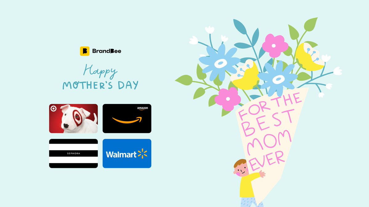 BrandBeeRewards's tweet photo. Happy Mother's Day! 💐
Celebrate your mom this #MothersDay with the perfect gift!

Check out the selection of gift cards BrandBee offers that are great for shopping for the perfect free present for your mother🤍
#mothersday #freegiftcard #Mothersday2023 #mothersdaygifting https://t.co/3PiJZyU5oz