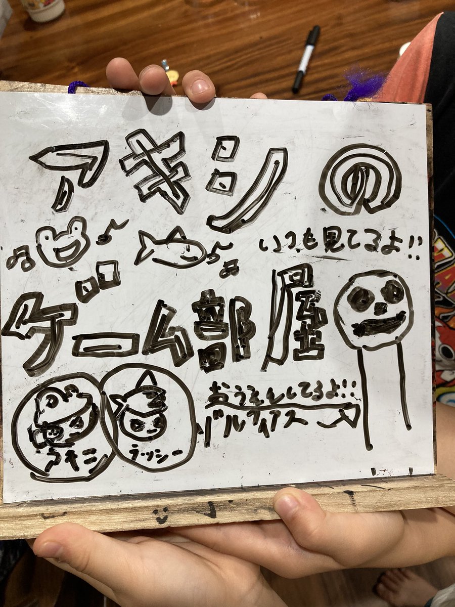 mashro86's tweet photo. @akisi_game アキシごっこがうちで毎晩大ブームになっています。
大好きですと伝えて欲しいそうです。 https://t.co/Qu1eQEgdcY