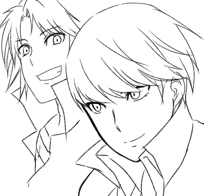 らくがき 疲れたからここまで。ほんとは陽介の横に千枝ちゃん描きたかった 陽介初めて描いたけど誰これ状態w