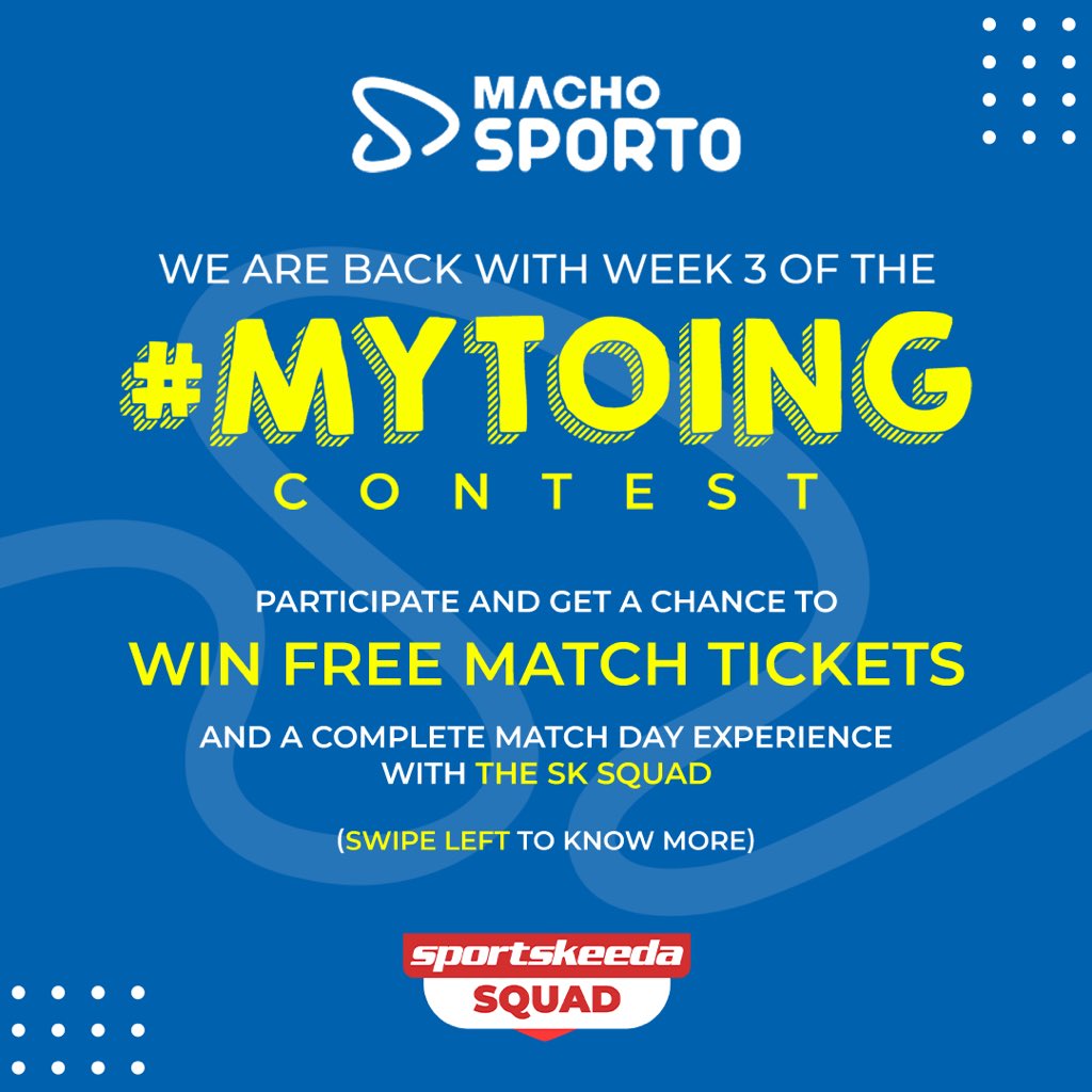 Sportskeeda's tweet photo. 🎉 CONTEST ALERT 🎉
We’re back with Week 3 of Macho Sporto presents #MyToing contest where you can win free match tickets and a complete match day experience with the SK Squad
Here’s how to enter:
1️⃣ Follow @sportskeeda and @SportobyMacho
2️⃣ Comment your #YehTohBadaToingHai moment for your favourite Cricketer
3️⃣ Use the hashtag #MyToing
4️⃣ Tag one person
Best #MyToing answers will be declared as the winners
#contest #contestalert #sportskeeda #cricket #StayToing