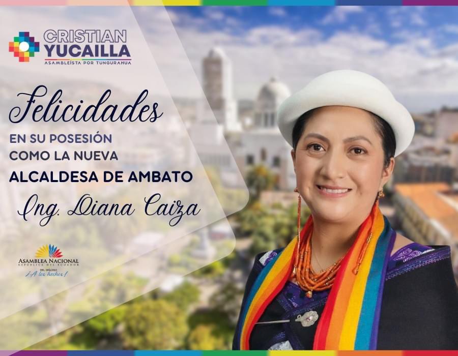 Felicitaciones a la Ing. Diana Caiza  por asumir el importante cargo de Alcalde de Ambato. Confío en su capacidad y compromiso para llevar adelante el progreso y la transformación de nuestra querida ciudad. Juntos, construiremos un Ambato aún más próspero.
#YucaillaJuntoAlPueblo