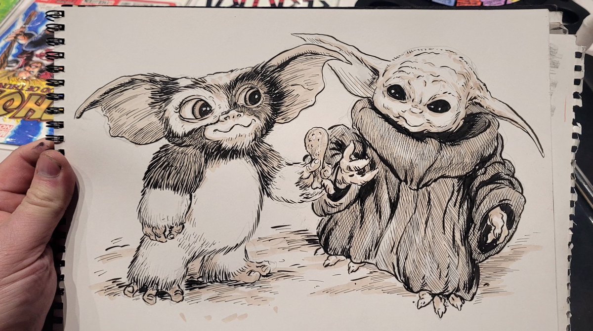 Gizmo meet Grogu.

#swyattart #Gizmo #grugu #gremlins #Mandalorian    #sketch @The_SCGC