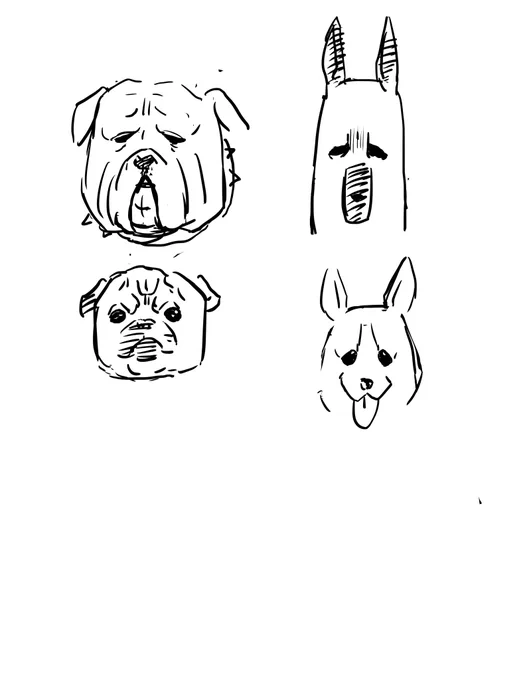 俺は動物描くの苦手なんだけど犬はギリ描けるようになってきた 