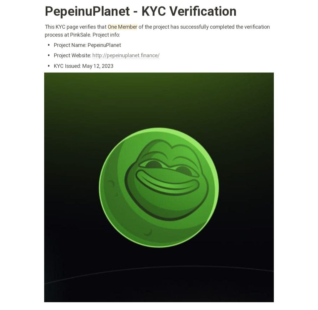 Pepe Inu Planet has successfully completed the KYC process with the assistance of the Pinksale team. We extend our heartfelt gratitude to Pinksale for their invaluable support. ✅🔥

pinksale.notion.site/PepeinuPlanet-…