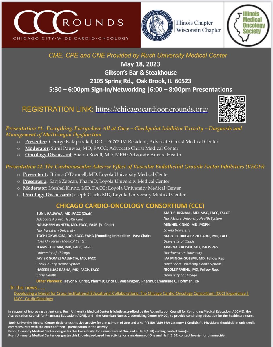Javier Gomez 🇨🇴🇺🇦 (@cardioimage) on Twitter photo 🔥 Coming up this Thursday, The <a href="/ChiCardioOnc/">Chicago Citi-Wide Cardio-Oncology Rounds</a> rounds! 🔥
Remember to register and enjoy an in-depth discussion on ICI toxicity and VEGFi CV adverse effects. <a href="/LoyolaMedMD/">Loyola Medicine MD</a> <a href="/advocatehealth/">Advocate Health Care</a> <a href="/RushMedical/">Rush University System for Health</a> <a href="/NorthwesternMed/">Northwestern Medicine</a> <a href="/UChicagoMed/">UChicago Medicine</a> <a href="/CookCtyHealth/">Cook County Health</a> @NorthShoreWeb
Details ⬇️ 🔥 Coming up this Thursday, The <a href="/ChiCardioOnc/">Chicago Citi-Wide Cardio-Oncology Rounds</a> rounds! 🔥
Remember to register and enjoy an in-depth discussion on ICI toxicity and VEGFi CV adverse effects. <a href="/LoyolaMedMD/">Loyola Medicine MD</a> <a href="/advocatehealth/">Advocate Health Care</a> <a href="/RushMedical/">Rush University System for Health</a> <a href="/NorthwesternMed/">Northwestern Medicine</a> <a href="/UChicagoMed/">UChicago Medicine</a> <a href="/CookCtyHealth/">Cook County Health</a> @NorthShoreWeb
Details ⬇️