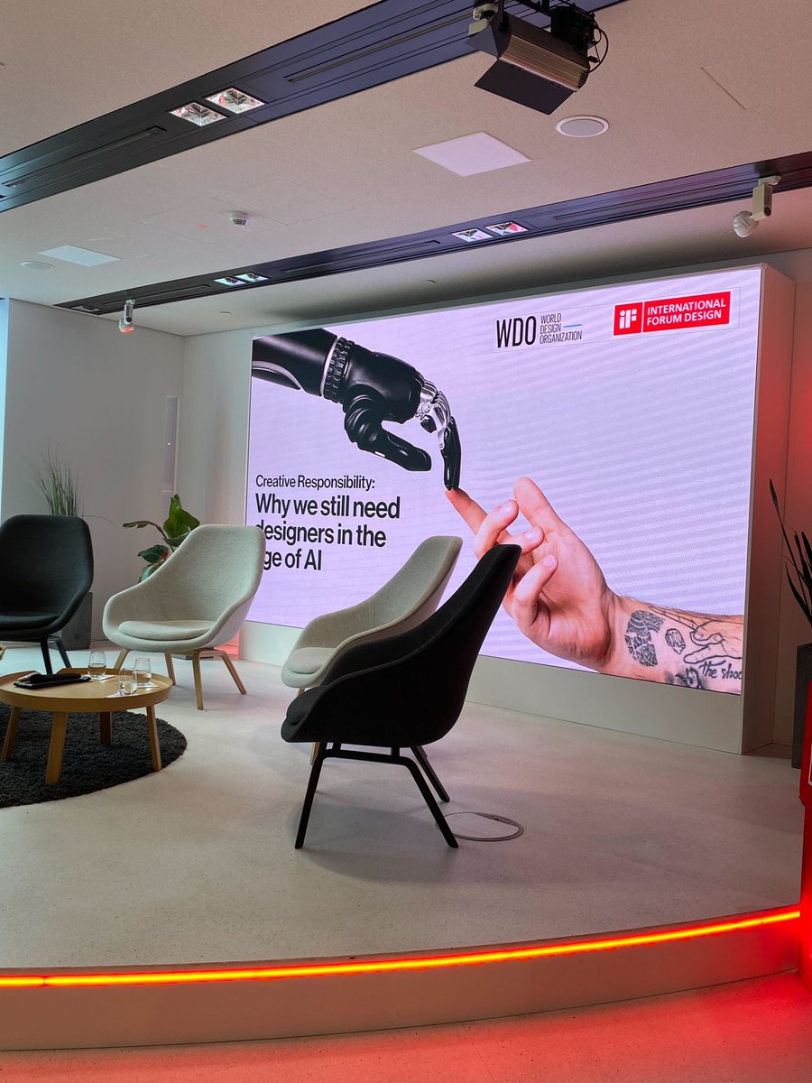 worlddesignorg's tweet photo. Our panel with @iFDESIGNAWARD has begun! Creative responsibility: why we still need designers in the age of AI. Thanks to all who joined us in Belin #berlindesignweek #ai #design #events https://t.co/fk0tiLOPVg