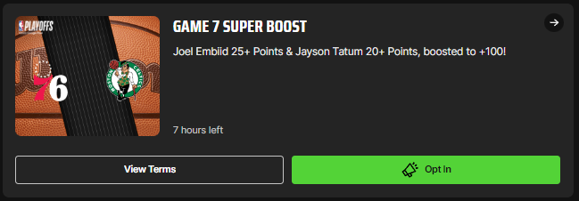 EdgePlayBook's tweet image. This @NBA #Game7 @DKSportsbook promo is indeed the definition of #surewin with over 20% +EV #SweatWithEPB.