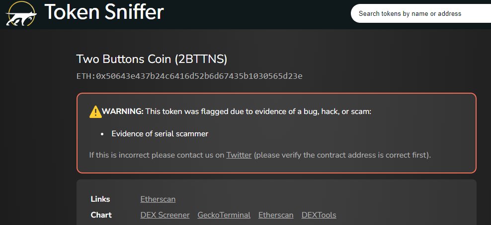 LillyCrypto3's tweet photo. #2BTTNS  Keep your money safe and stay away from @TwoButtonsClub. #2BTTNS #scam #rugpull https://t.co/qnGLlWBwEF