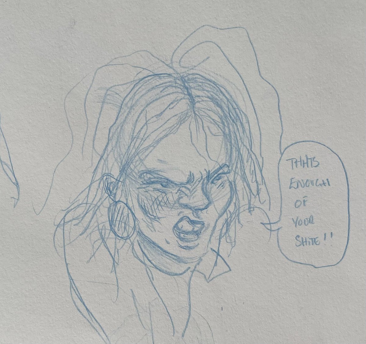 Blue pencil rough. Trying for expression. #expression #faces #character #rough #comics #thenightlifecomic #enoughofyourshit #bluepencil #sketch #sketchbook