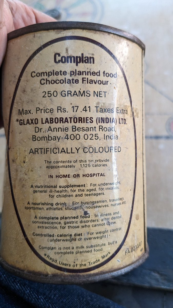 satyameka's tweet image. Old #complan tin from 1980 , still in use to store carrom coins.