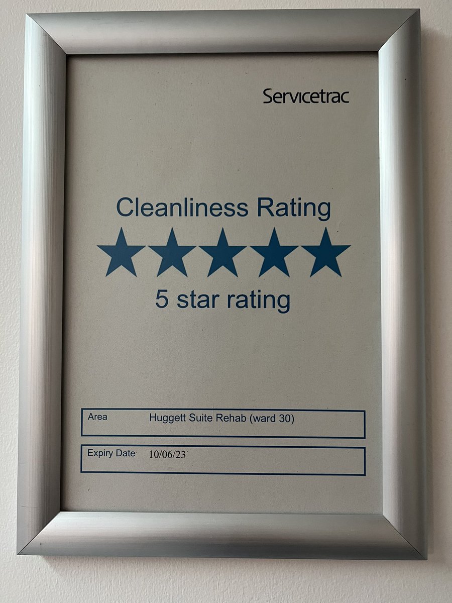 Well done to our fab domestics 5⭐️cleanliness on both the Acute &amp; rehab side. <a href="/nicolelouise37/">Nicole  Dixon</a> <a href="/HuggettSuiteRLI/">Acute Stroke & Rehabilitation - The Huggett Suite</a> 

Well done team 👏👏👏👏 
#teamhuggett