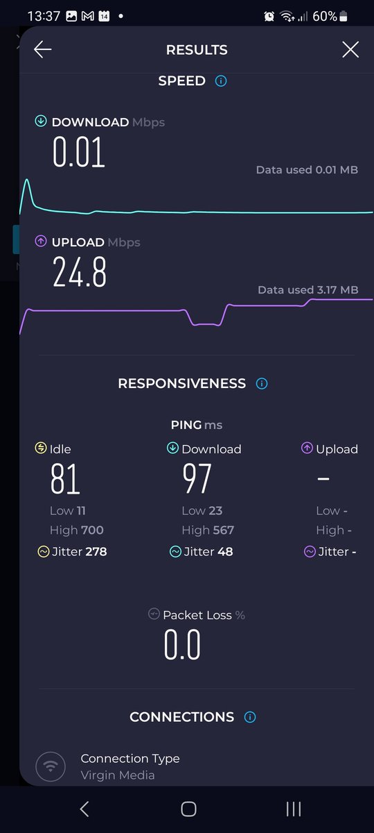 paulislam's tweet photo. @virginmedia our Virgin Broadband Volt M350 fibre in Didsbury Manchester is rubbish, patchy inconsistent connection. No download. https://t.co/vnPaYvQvsc