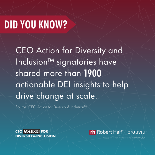Founded in 2017, @CEOAction is now the largest business-led initiative to advance #DEI in the workplace. @RobertHalf and @Protiviti are proud signatories of #CEOAction for Diversity & Inclusion. bit.ly/3BnoWth