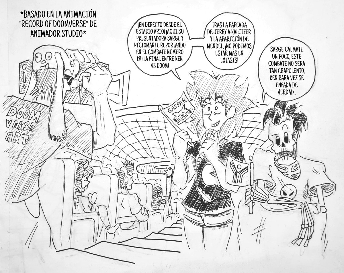 SargentUniverse's tweet photo. ¡Asi es! @pictomante y yo pudimos retransmitir un poco de la pelea final entre Ken y el Donas! Pero la conexion fue muy mala debido a la papeada termonuclear que genero... Menos mal que el team @DoomverseArt nos ayudo un poco hehe... #doomverse #doomposting #kenverse #comic https://t.co/YBkXSr7j14
