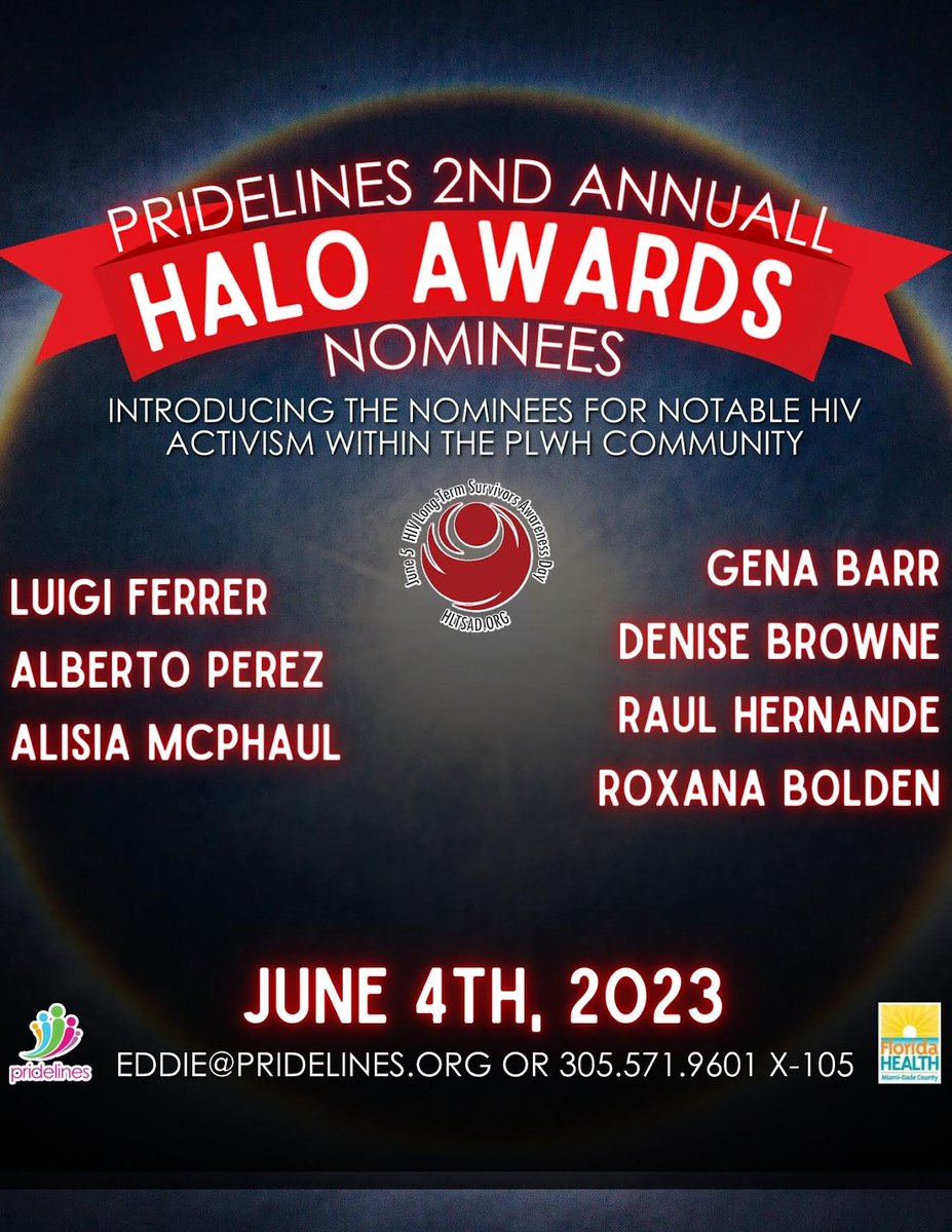 Please help us to congratulate our 2023 Pridelines Halo Awards Nominees! We are honored to celebrate these outstanding individuals who have shown notable HIV activism within the community. 

#Pridelines #HaloAwards #HIVAwareness #LGBTQActivism