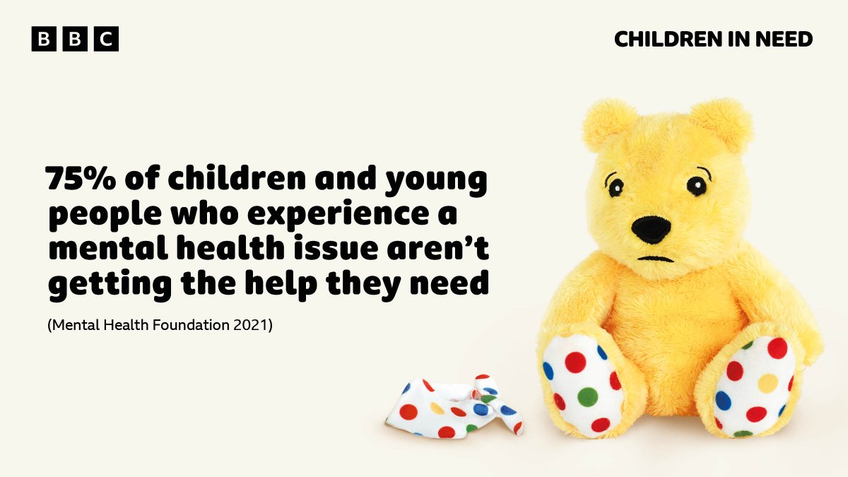 ERACTeamPudsey (@eracteampudsey) on Twitter photo MENTAL HEALTH AWARENESS WEEK 2023
The last few years have been incredibly hard for children and young people
Serious mental health issues in children can be prevented with early intervention, which starts with the right conversations.
#behindthebandana <a href="/BBCCiN/">BBC Children in Need</a> MENTAL HEALTH AWARENESS WEEK 2023
The last few years have been incredibly hard for children and young people
Serious mental health issues in children can be prevented with early intervention, which starts with the right conversations.
#behindthebandana <a href="/BBCCiN/">BBC Children in Need</a>