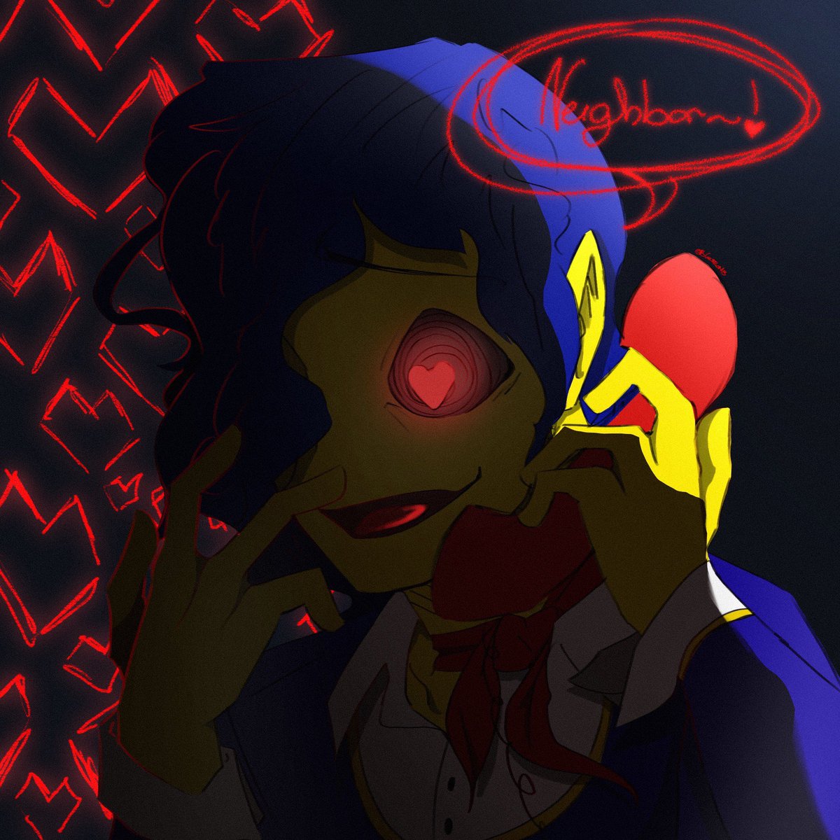 a fanart of a yellow puppet. #WelcomeHome #WelcomeHomeAU #WallyDarlingau #Procreate #au