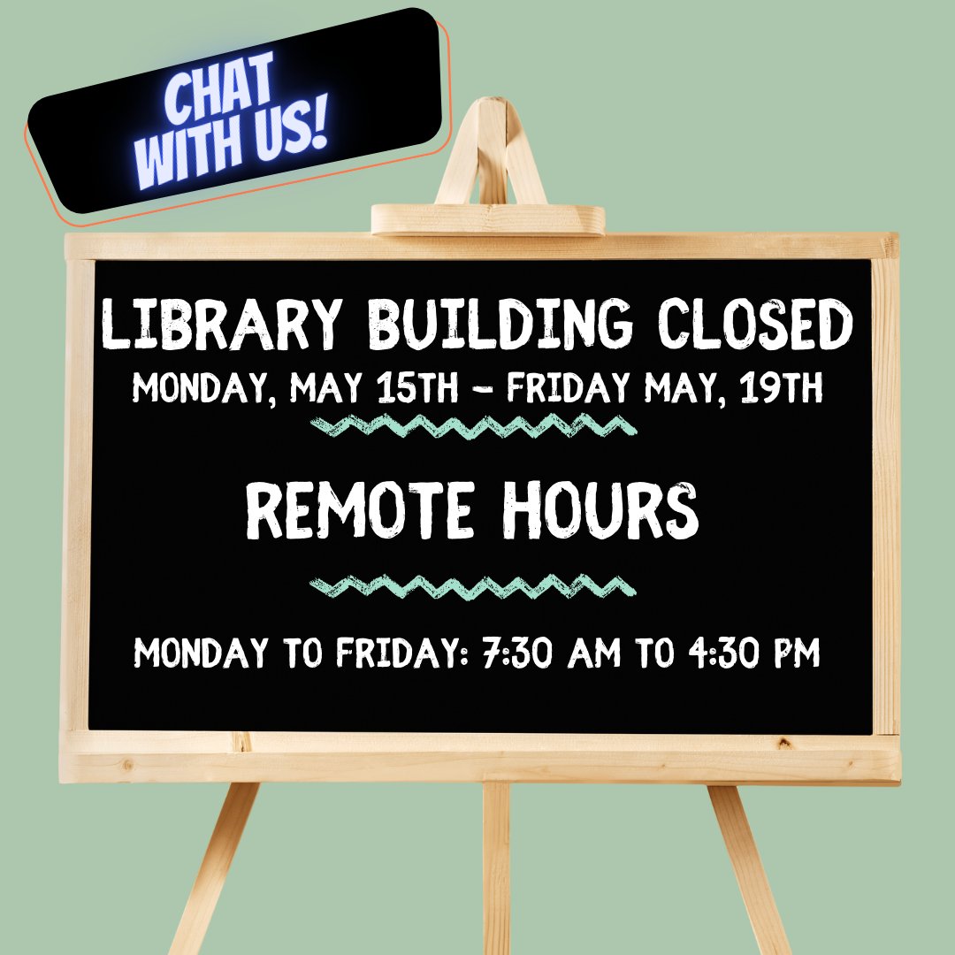 NVCLibrary's tweet image. 📢 Our library building may be closed, but we&apos;re still here for you! Chat with us remotely for any questions or assistance you need. We will be back on campus Monday, May 22! 📚💻 #LibraryAtHome #StayConnected #nvclibrary