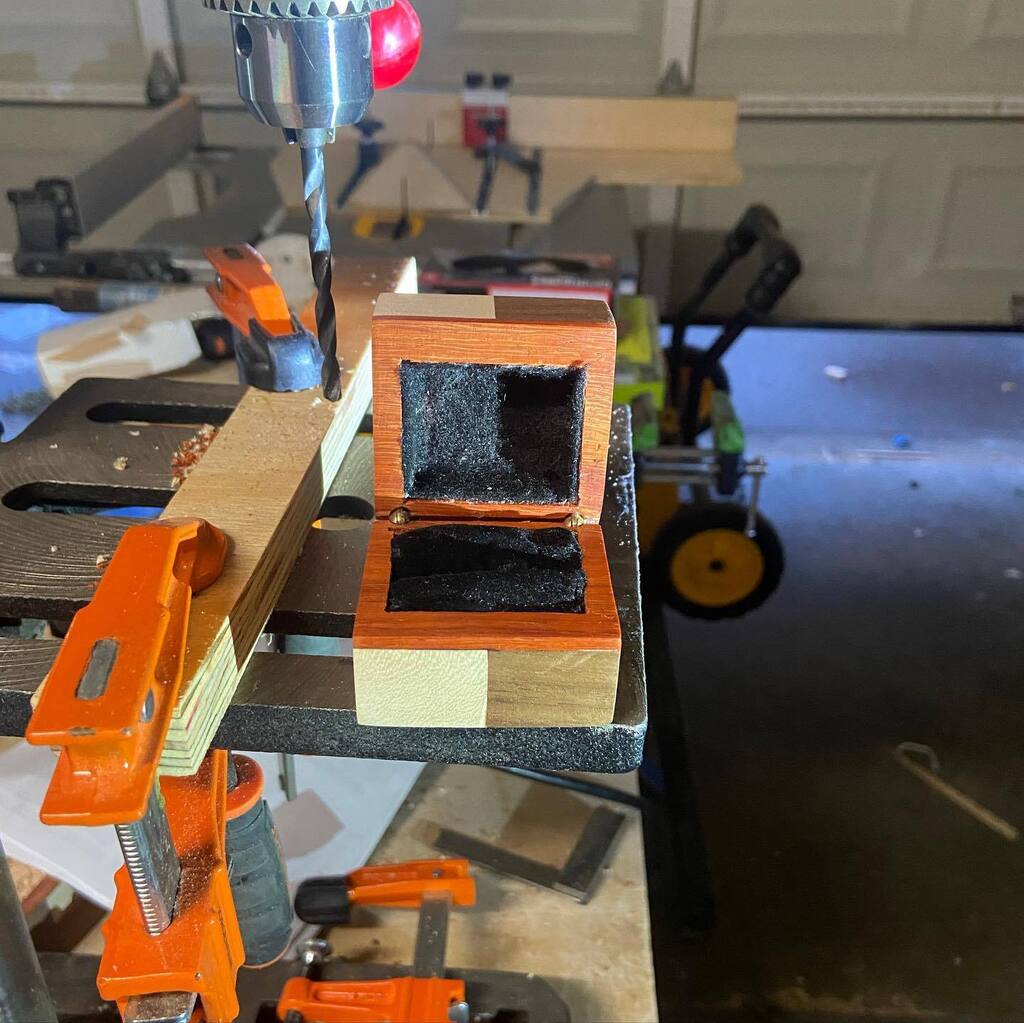 DiabLoco_'s tweet photo. I made this Ring Box for Amanda for Mother’s Day as well; this one was a complete surprise to her. 

This one took time, effort, and really good planning - to make work with the multi species of wood. 

This ring box features Hard Maple, Walnut, and Afri… https://t.co/CafDG3vdeg https://t.co/BrfuE71CQv