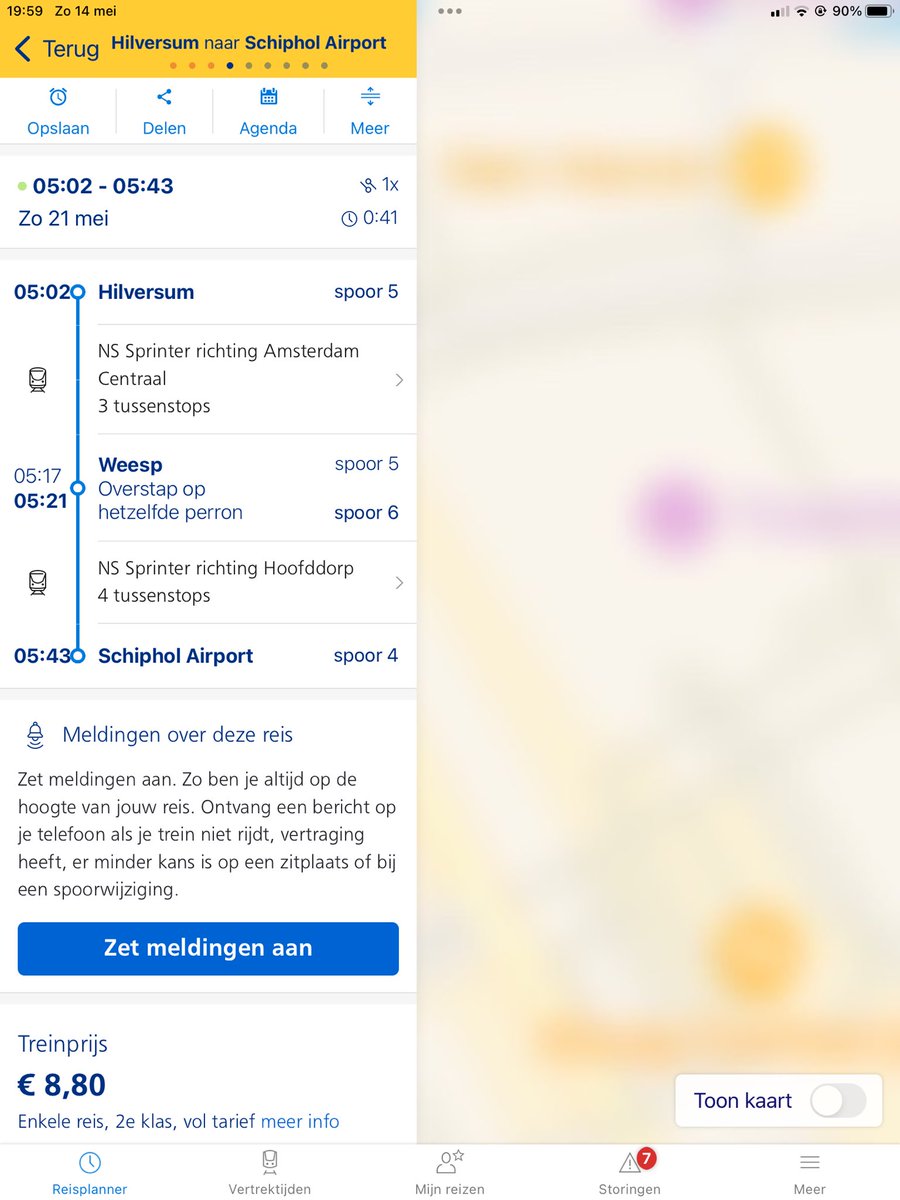 25Roos09's tweet photo. @NS_online 
Wanneer is het zeker dat deze trein rijdt? De ene dag staat deze wel in de Reisplanner, de volgende dag weer niet. 
Ik heb nu al 2x plannen aangepast en zou graag weten of deze trein wel of niet rijdt op zondag 21/5 https://t.co/KussNXW22L