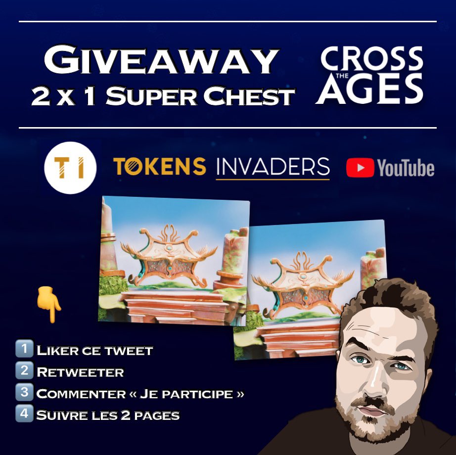 🎁 Giveaway suite au live YouTube avec Nathan @HantisaeFR de l’après-midi 🎥

🔴 youtube.com/live/LJwT2QHp5…

👉 Nous vous faisons gagner 2 coffres Super Chest du jeu <a href="/CrossTheAges/">Cross The Ages</a> ! 💥

Conditions en bas à gauche de l’image.
Bonne participation et chance à tous 🍀

(1/2) 👇