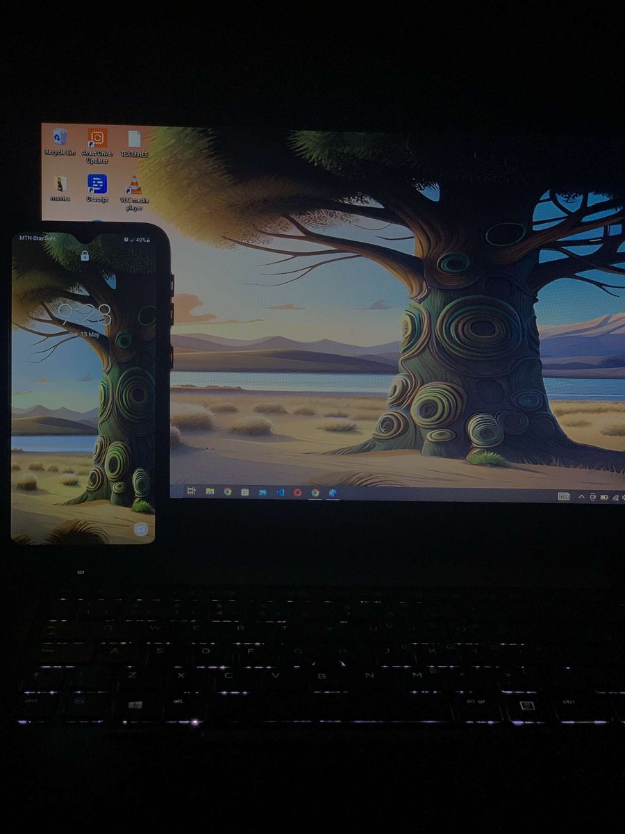 Double the tech, double the fun! Loving my new PC wallpaper and phone combo. #TechEnthusiast #WallpaperGoals 🖥️📱💻🤩..post your wallpaper in the comments