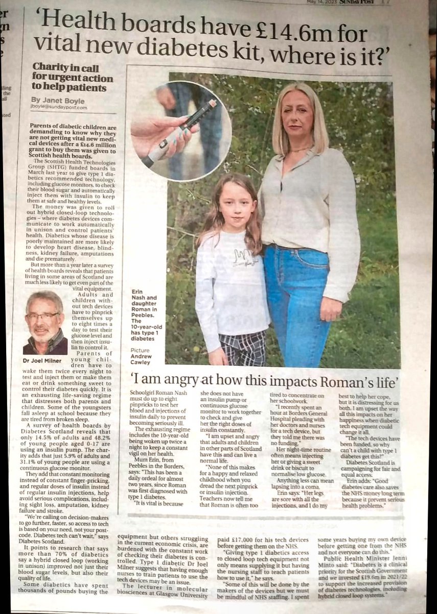 NiVZ's tweet image. Great article in today's Sunday Post by @Janmacd This is why @DiabetesUK &amp;amp; @DiabetesScot say #DiabetesTechCantWait #GBDoc