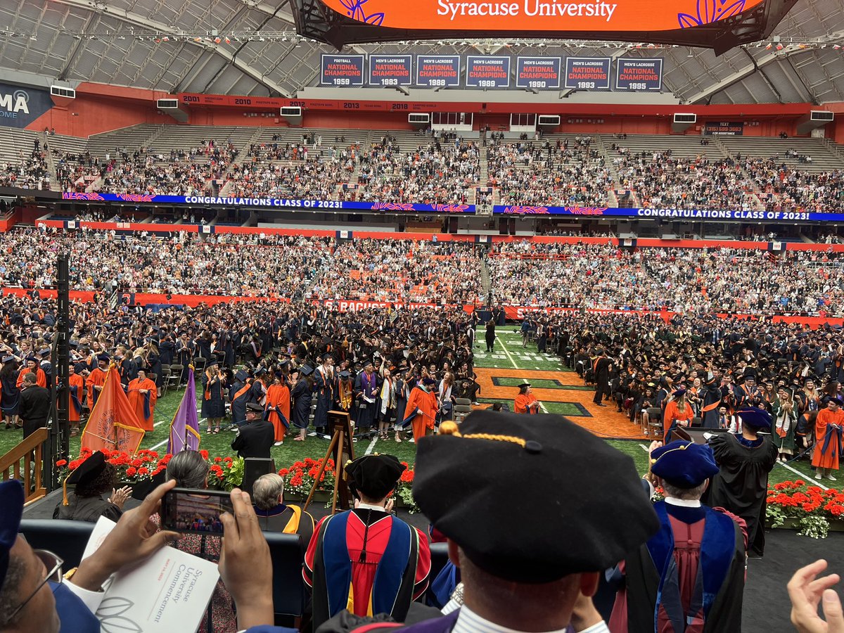 Congrats <a href="/SyracuseU/">Syracuse University</a> class of’23.  It was an honor to be in the Dome for your special day and we welcome you to our fabulous <a href="/SUAlums/">Syracuse University Alumni🍊</a> family. 
Go make the world great. 
Make the world Orange! 🍊
#ForeverOrange