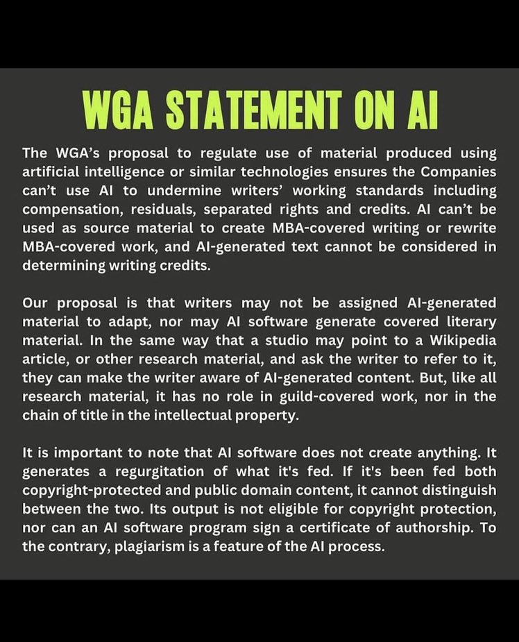 The fact that the companies won’t agree to this, or even discuss where they might disagree, should terrify writers.