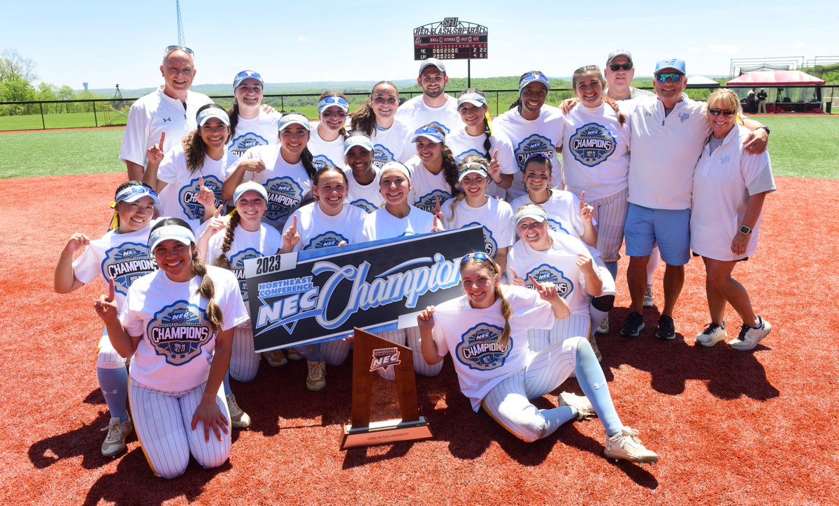 Official <a href="/necsoftball/">NEC Softball</a> champions 📷.     

A shoutout to <a href="/liusoftball/">LIU Softball</a>, who are back on 🔝 of the #NECsoftball circuit for the 15th time in program history. 🦈🏆