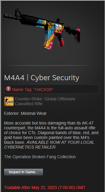 bakes_og's tweet photo. ‼️ GIVEAWAY TIME ‼️ 

MW m4a4 cyber security ($27)

rules:
- retweet!
- follow https://t.co/cEHvCyPgp3 on twitch

giveaway rolled in 7 days (may 21st) 

gl <3 https://t.co/kaMblTUggh