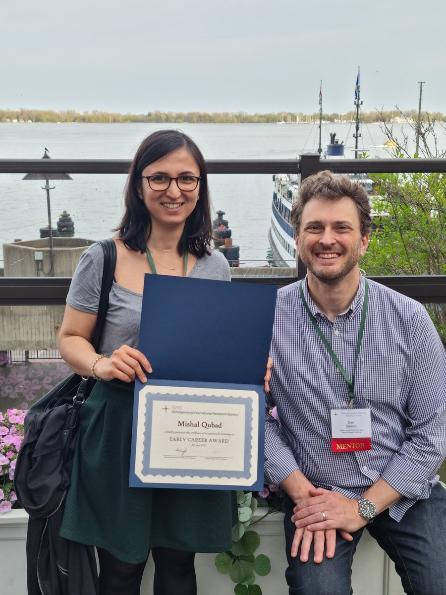Congratulations to <a href="/MishalQubad/">Mishal Qubad</a> for winning an Early Career Researcher Award at #SIRS2023 and for having the perfect mentor in Dan Siskind (<a href="/dsiskind/">Dan Siskind</a>). Most likely, lively discussions about #clozapine ensued.