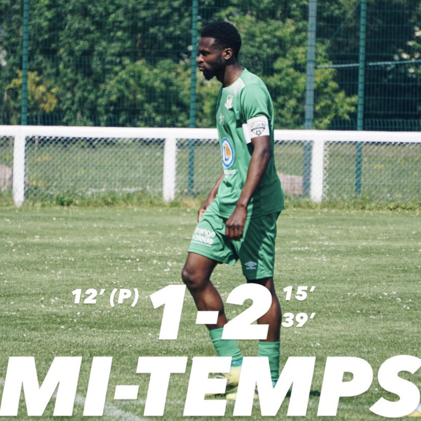⏸️ Score à la mi-temps 1-2 

👉 Ouverture du score à la 12ème minute d’Erwan Mboma sur penalty ⚽️
👉 Égalisation de Cherbourg à la 15ème ⚽️
👉 Carton rouge pour Cherbourg à la 32ème 🟥
👉 But de Cherbourg à la 39ème

Nos verts ont encore 45 minutes pour renverser le match 🔥
