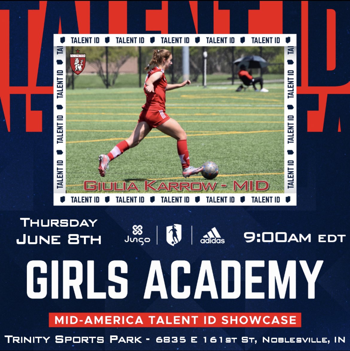 giulia_karrow's tweet photo. I’m super excited to attend this years Mid America Talent ID showcase! Can’t wait for this opportunity‼️‼️ @ChicagoFCUGA06 
#girlsacademy https://t.co/I8zc1a6P8F