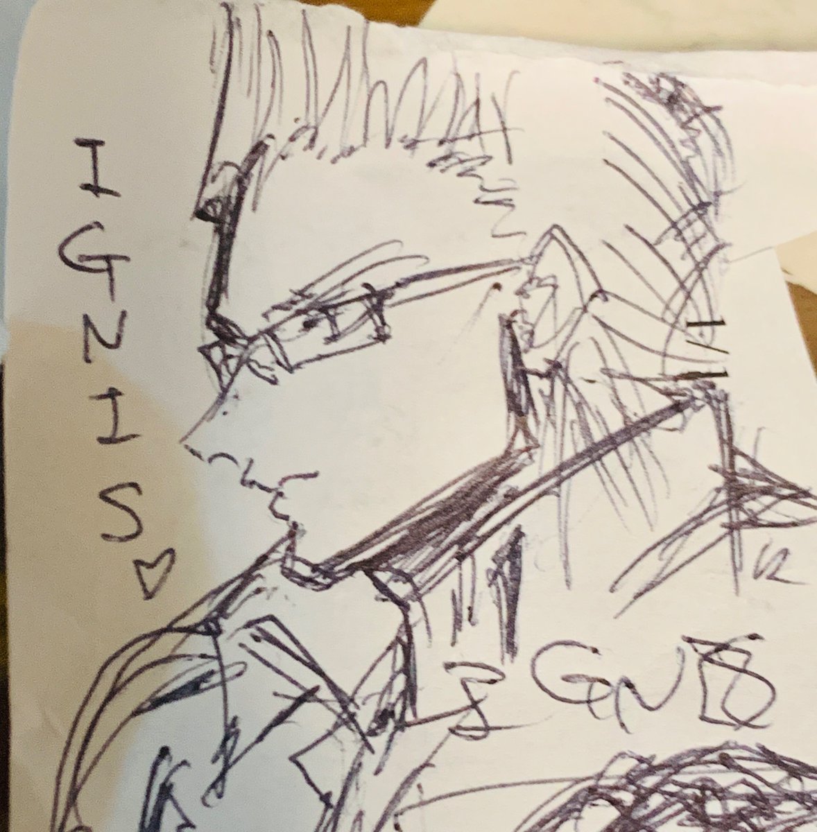 うろ覚え #FF15 ノクティス、グラディオ、イグニス、プロンプト。ノクトバランスミスった😭一発描きは苦手である。 I drew team FF15's main characters,Noctice Gladiolus,Ignis and Prompto(I made mistake his name writing😩sorry) It's difficult for me to draw Noct with one-shot drawing 😩