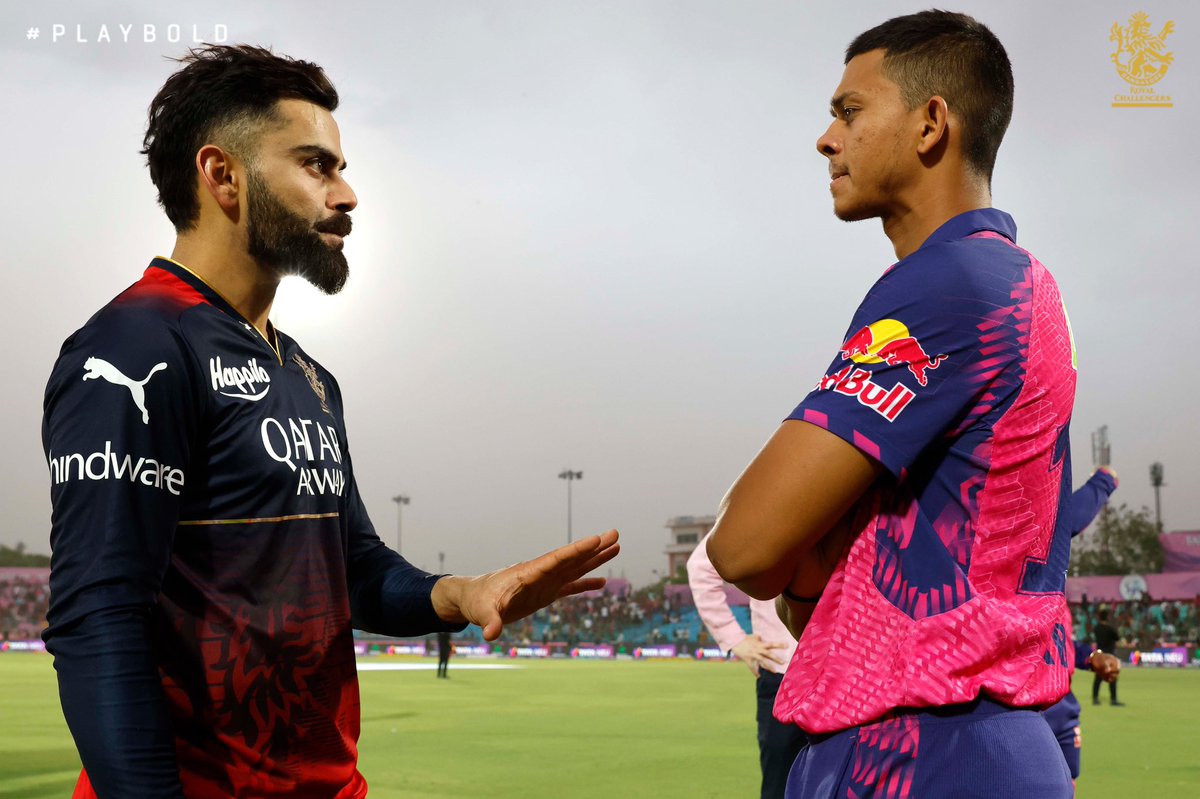 RCBTweets's tweet photo. The King 🤝 Prince of Rajasthan

Some lessons on how to handle success, and how to keep the hunger going, we presume! 😇

#PlayBold #ನಮ್ಮRCB #IPL2023 #RRvRCB https://t.co/iZKsIUnMjs