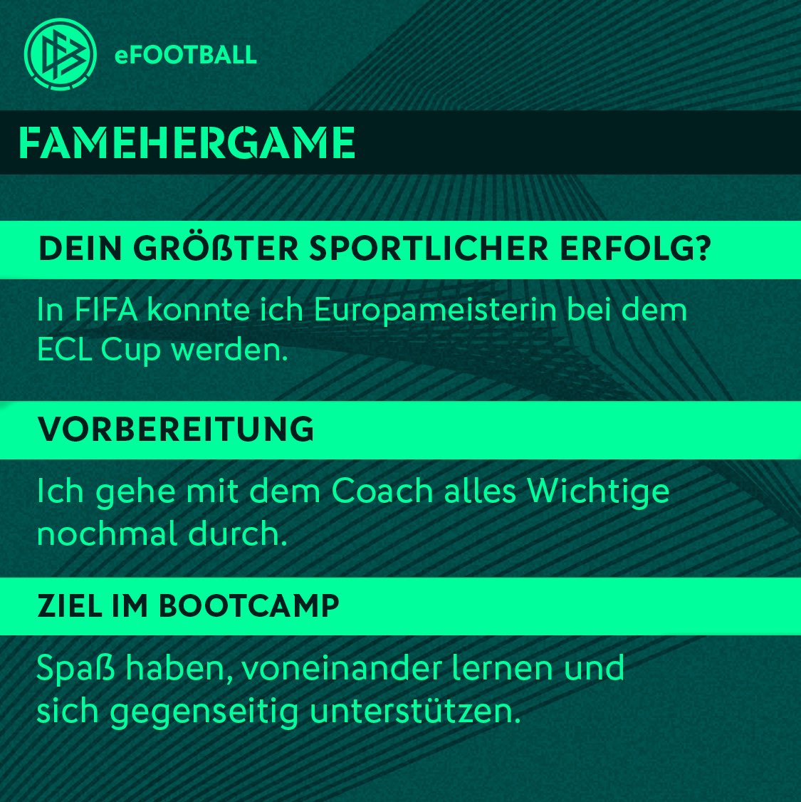 Heute im #FAMEHERGAME Spotlight: <a href="/rblz_lena/">Lena</a>! 

Erfahrt hier mehr über die eFootballerin ✌️ 

➡️ dfb-efootball.de/news/man-kann-…