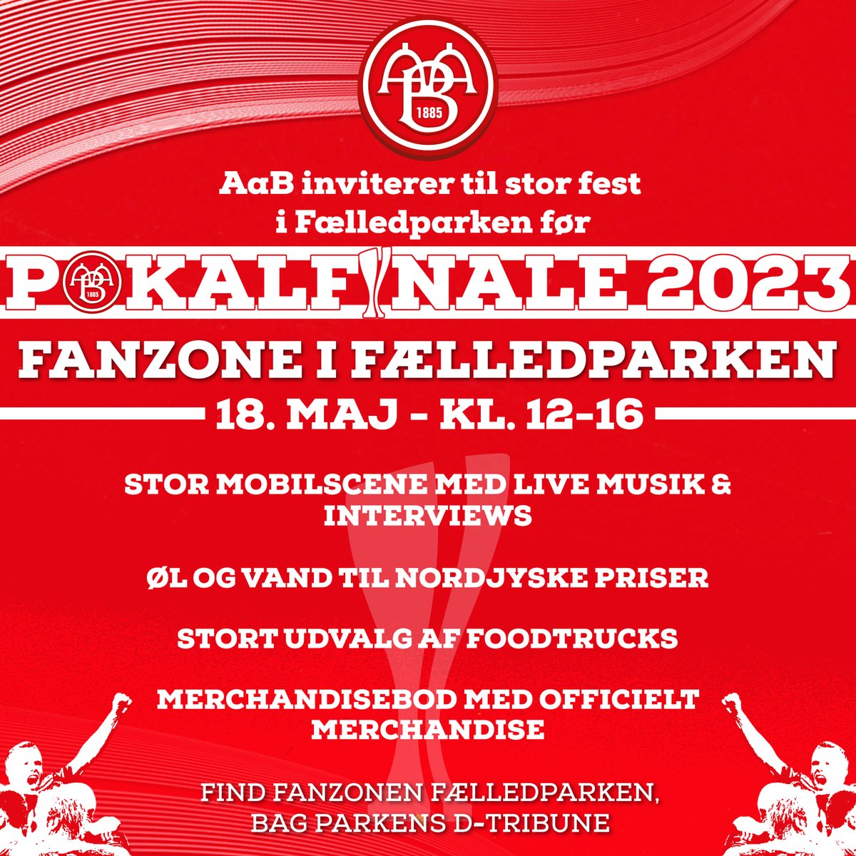 aabsportdk's tweet image. Stor AaB-fanzone i Fælledparken

Alle AaB-fans inviteres til stor fest i Fælledparken i timerne op til pokalfinalen torsdag 18. maj.

Læs mere: bit.ly/44X51iB

#AaB #SuperAaB #HeleNordjyllandsHold #Pokalen