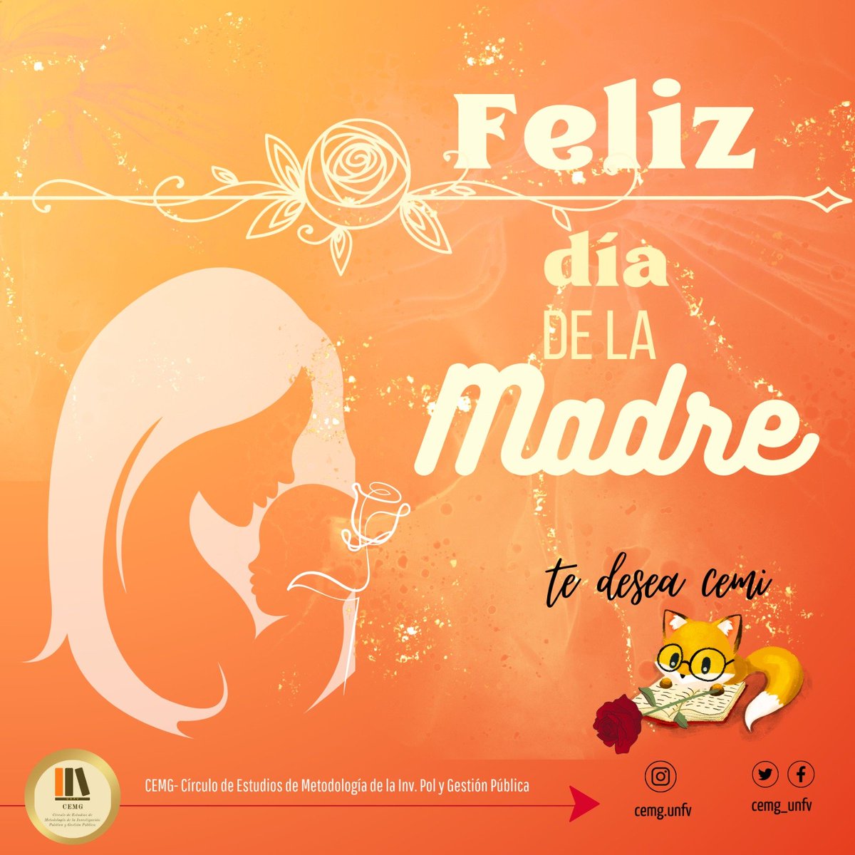 cemg_peru's tweet photo. ¡Desde el #CEMG le deseamos un hermoso #DiaDeLaMadre a todas las madres! 🌹❤️
🤗 Gracias a su esfuerzo y dedicación, siempre sacando adelante a la familia y buscando su felicidad y comfort!
¡Muchas felicidades para ustedes! 👩🍼
#UNFV https://t.co/rr3J6fTanG