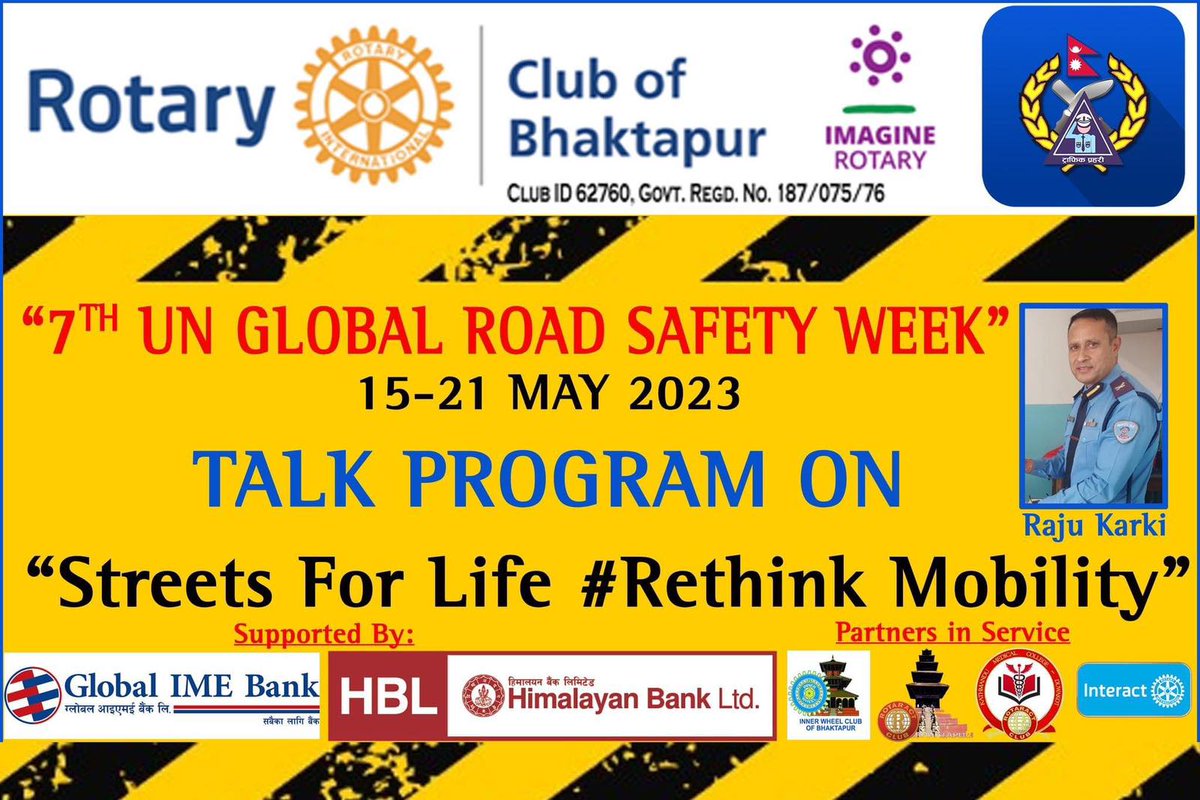 RCBhaktapur's tweet photo. 7Th U.N. Global Road Safety Week celebration #RoadSafety #rotary #rotaryinternational https://t.co/sdy3gQCyfp