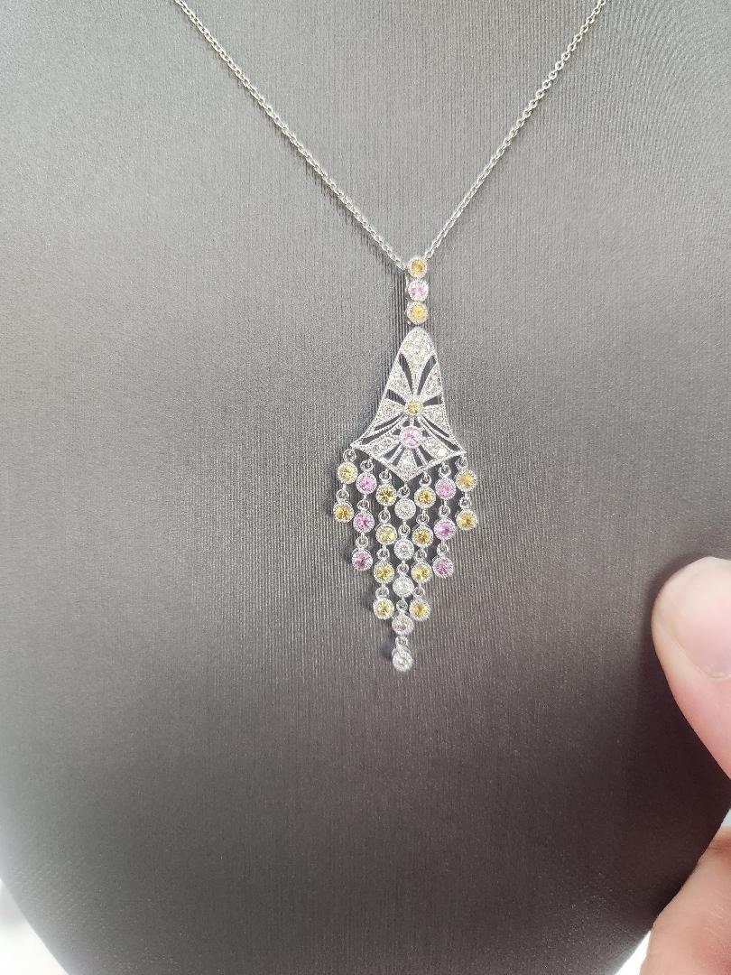 catherineepstei's tweet photo. 25% OFF! Offer code: MOTHER25 Excited to share  my #etsy shop: 14k White Gold Diamond Necklace with Pink and Yellow Sapphires https://t.co/laXICWcuEJ #diamond #gold #diamondpendant #pinksapphires #yellowsapphires #14kwhitegold #filigreestyle #cascadestyle #diamonds https://t.co/VZHs1GR0rV