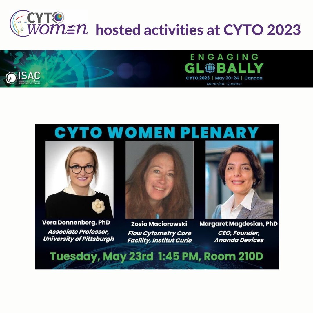 We are excited to host a @CYTOWomen plenary at #CYTO2023 on May 23rd beginning at 1:45 PM ET.   Please join us!  <a href="/ISAC_CYTO/">ISAC</a>