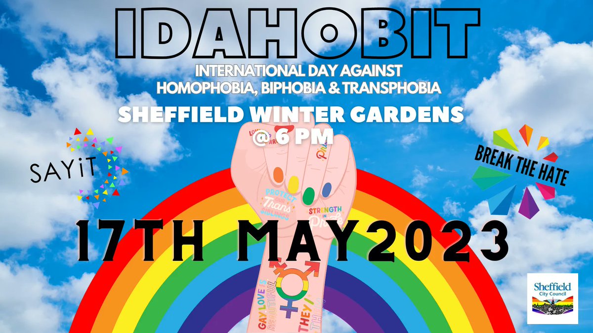 One of our organisers has been invited to speak at this year's #IDAHOBIT event in the Winter Gardens. Please be there if you can and show solidarity with our whole community