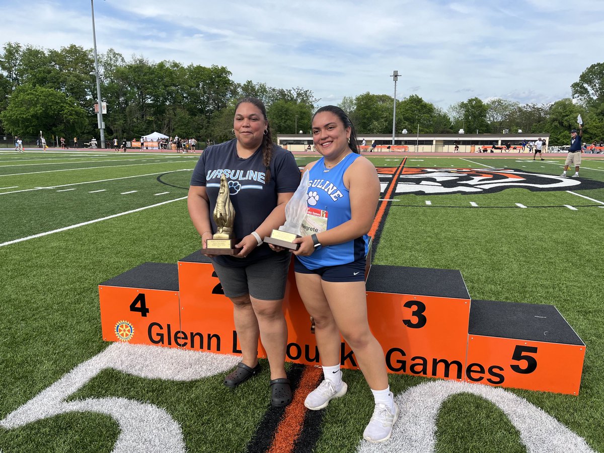 HaggertyNancy's tweet photo. She chose the Loucks Games over prom, then won both the shot put and discus and (w/meet director Fred Singleton presenting trophy) the most outstanding girl field athlete award. A day before Mother’s Day, Prizila Negrete celebrated w/her mom, Wendy Suazo ⁦@TUSAthletics⁩ https://t.co/vsnruX5zDv