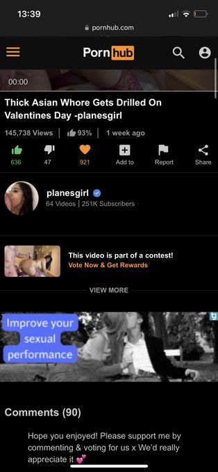 Meanwhile this is the engagement my video got in just a week ^_^ I&rsquo;ll never expect to win a @pornhub<a href="/tag/planesgirl"class="tags"><span>#planesgirl</span></a>