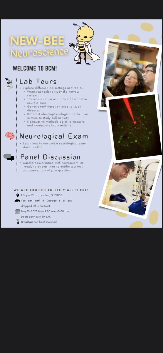 JeffMYau's tweet photo. It was such a joy to host an amazing group of @DebakeyHSHP students and @MrsChristen01 at @bcmhouston’s inaugural New-Bee Neuroscience High School Program! We hope y’all found the lab tours, demos, neurological exams, and panel discussion fun, instructive, and inspirational! https://t.co/rihdZ1JK4G