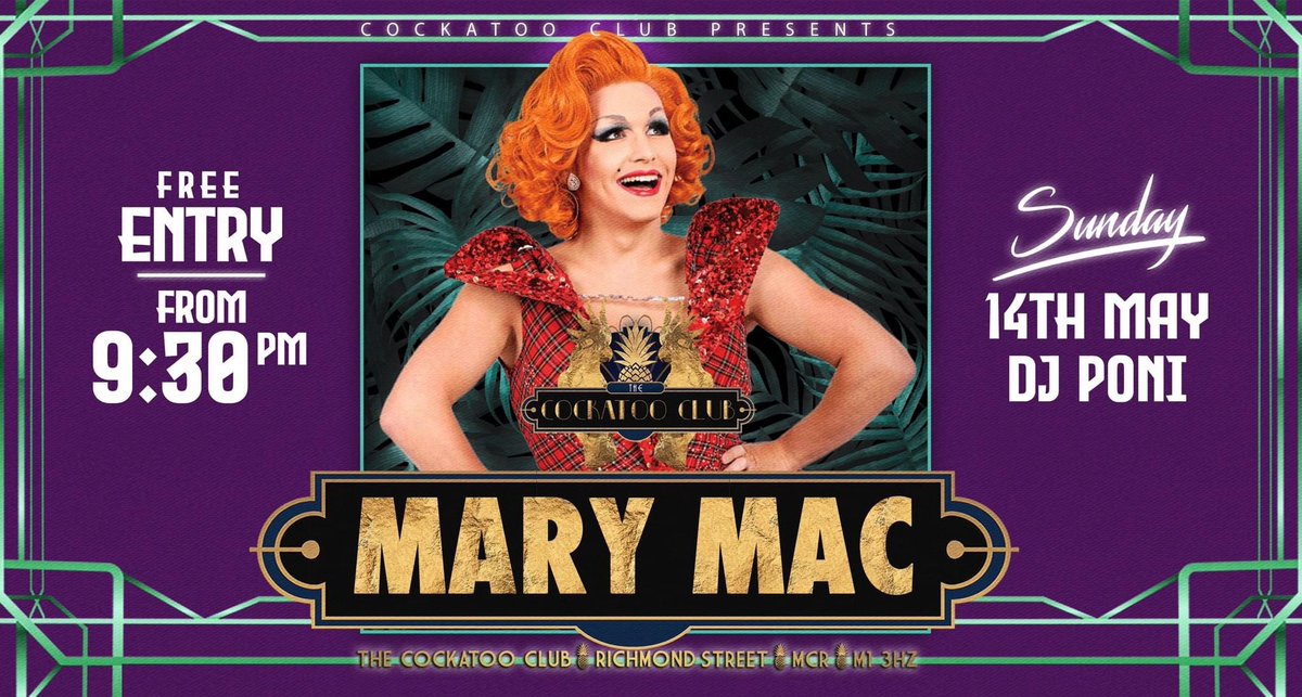 Cocktails & Cabaret with @marymacofficial Today from 21:30 Hosted by @DJ_Poni Entry is free. You can book a table by messaging us through Facebook. All cocktails 2 for £12 until 21:00. 🍸