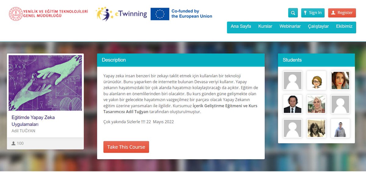 Eğitimde Yapay Zeka online Kursu. / AI in Education online Course. 22.05.2023  Kayıt için: etwinningonline.eba.gov.tr/course/egitimd… <a href="/tretwinning/">eTwinning Türkiye</a>